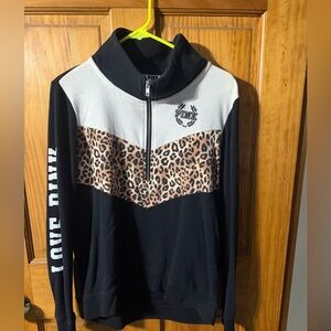 Victoria’s Secret PINK Quarter-Zip Leopard Print Sweatshirt